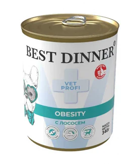 Консерва 340гр Best Dinner VET PROFI Obesity д/собак для снижения и контроля массы тела с лососем707 1 Консерва 340гр Best Dinner VET PROFI Obesity д/собак для снижения и контроля массы тела с лососем707 1