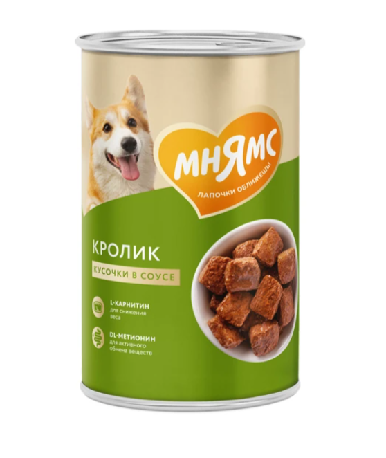 Мнямс Кусочки в соусе "Фитнес" с кроликом для собак всех пород 400гр 5014 1 Мнямс Кусочки в соусе "Фитнес" с кроликом для собак всех пород 400гр 5014 1