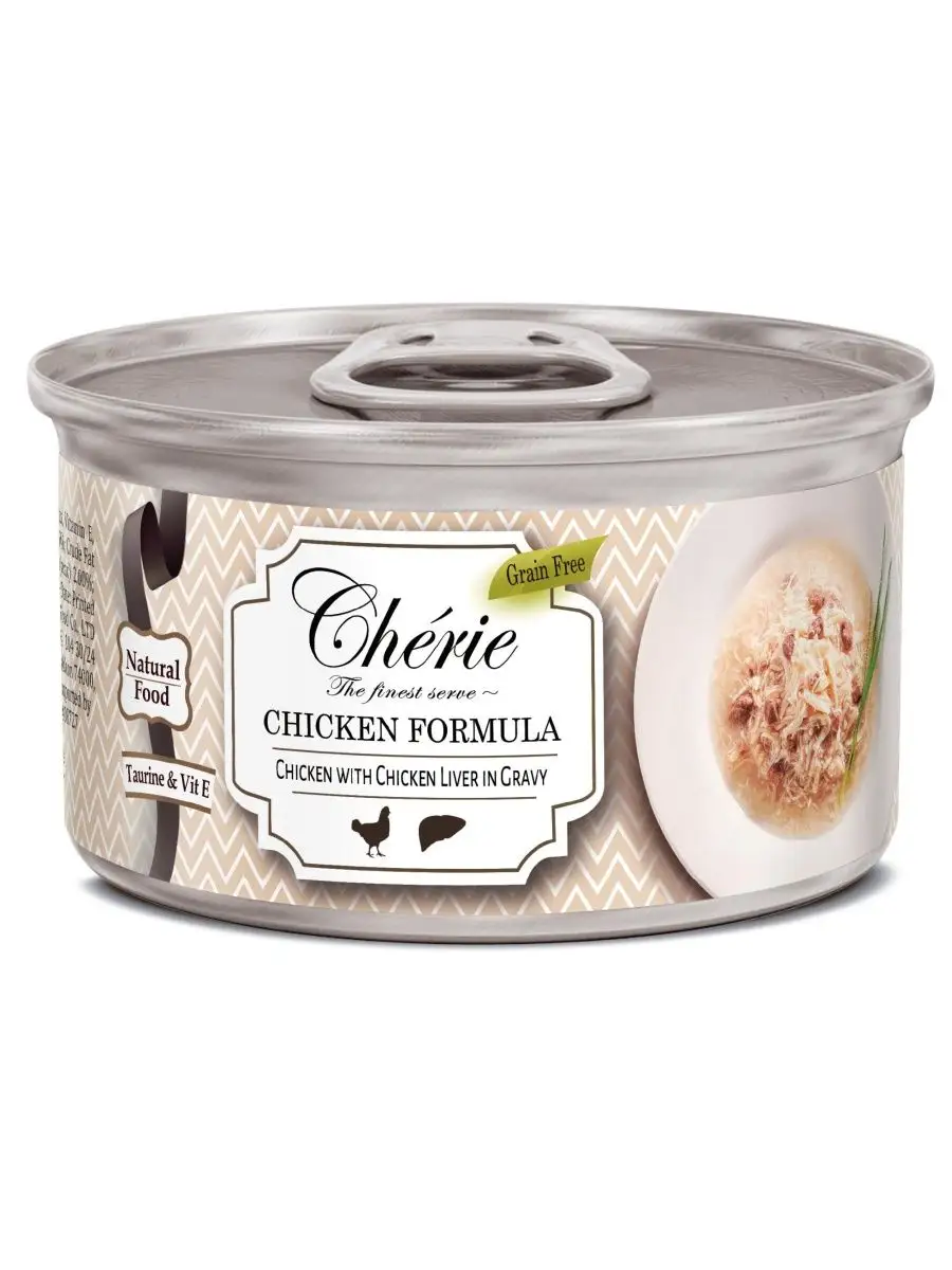Консерва 80г Cherie рубленная курица с куриной печенью в подливе 1323 1 Консерва 80г Cherie рубленная курица с куриной печенью в подливе 1323 1