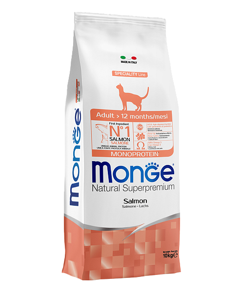 Мешок 10кг Monge Cat для взрослых кошек с лососем 6298 1 Мешок 10кг Monge Cat для взрослых кошек с лососем 6298 1