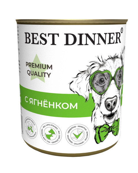 Консерва 340гр best dinner premium для собак и щенков с 6 мес.Меню №1 с ягненком 4157