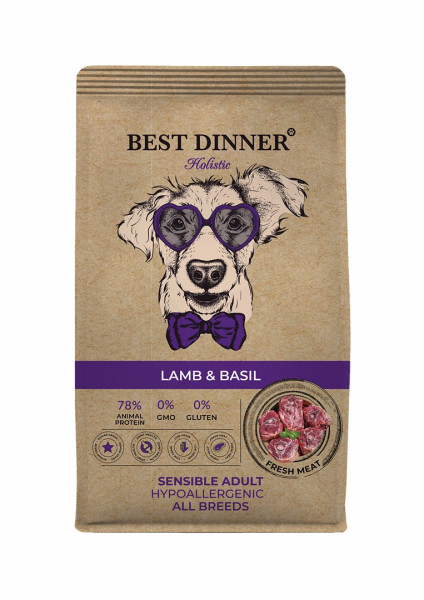 Мешок 12 кг best dinner medium&maxi lamb&basil д/собак всех пород гипоал/сенсибл, ягнен/базилик2816