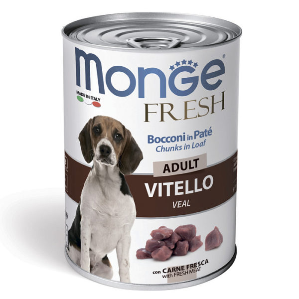 Консерва 400гр monge dog fresh консервы для собак мясной рулет телятина 70014458