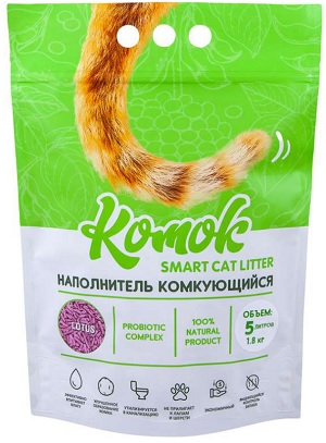 Наполнитель комкующийся "КОМОК tofu smart cat litter" lotus(1,8кг)