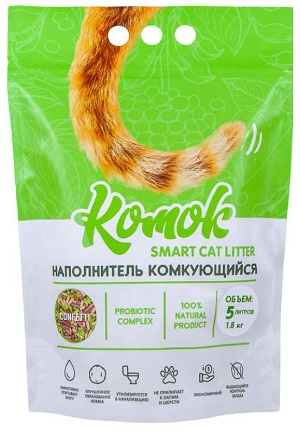 Наполнитель комкующийся "КОМОК tofu smart cat litter" confetti(1,8кг)