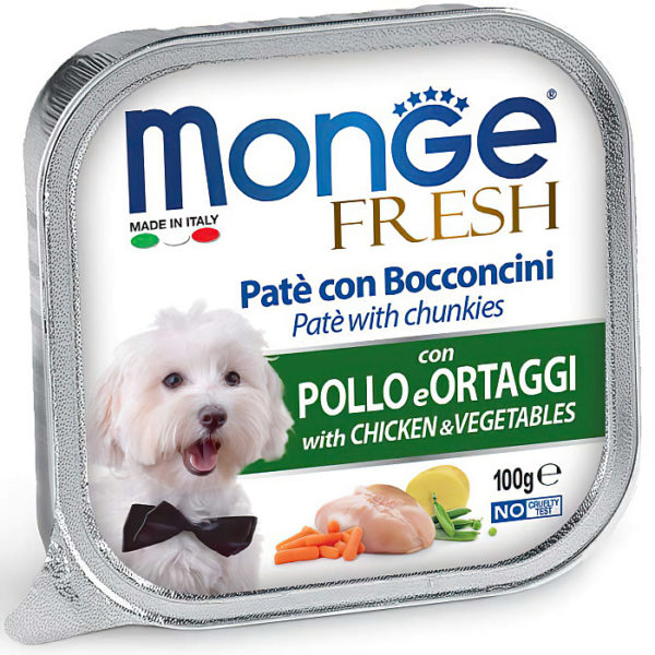 Ламистер 100гр monge dog fresh консервы для собак курица c овощами 70013031