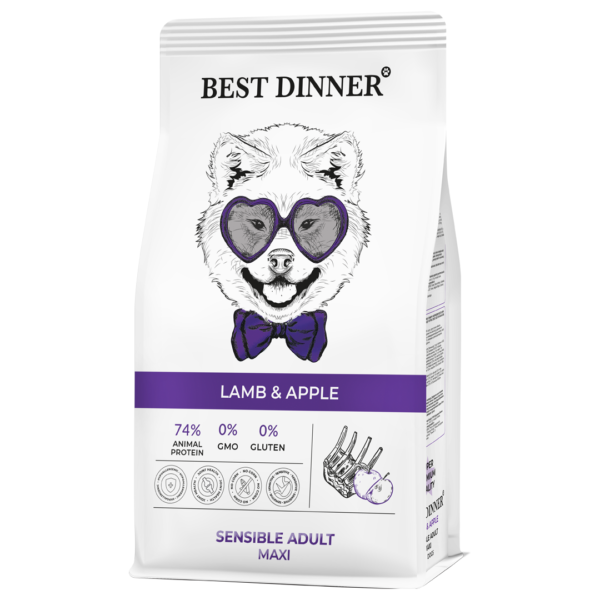 Пачка 3 кг best dinner maxi lamb&apple для собак крупных пород, гипоалерг./сенсибл ягн/яблоко