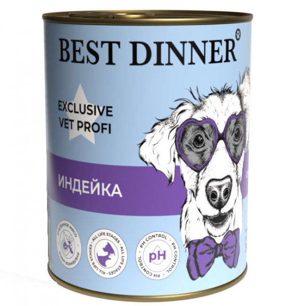 Консерва 340гр best dinner urinary vet profi для собак и щенков с 6 мес.индейка с картофелем 0676