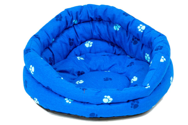 Лежак круглый стеганный 38*38*16см с подушкой (хлопок,периотек) синий