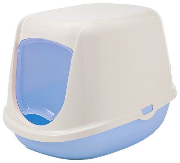 Туалет домик ''savic'' ''duchessЕ" для кошек, 44,5x35,5x32см,пластик, белый голубой 0015