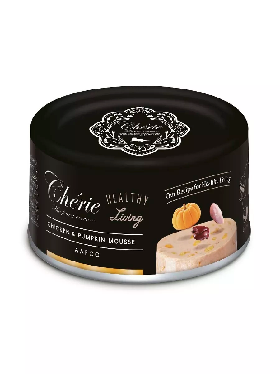 Консерва 80г Cherie-Healthy Living мусс из курицы с тыквой 2115 1 Консерва 80г Cherie-Healthy Living мусс из курицы с тыквой 2115 1