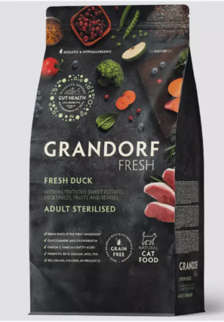 Пачка 2кг GRANDORF FRESH д/стерил.кошек с уткой 2666 1 Пачка 2кг GRANDORF FRESH д/стерил.кошек с уткой 2666 1