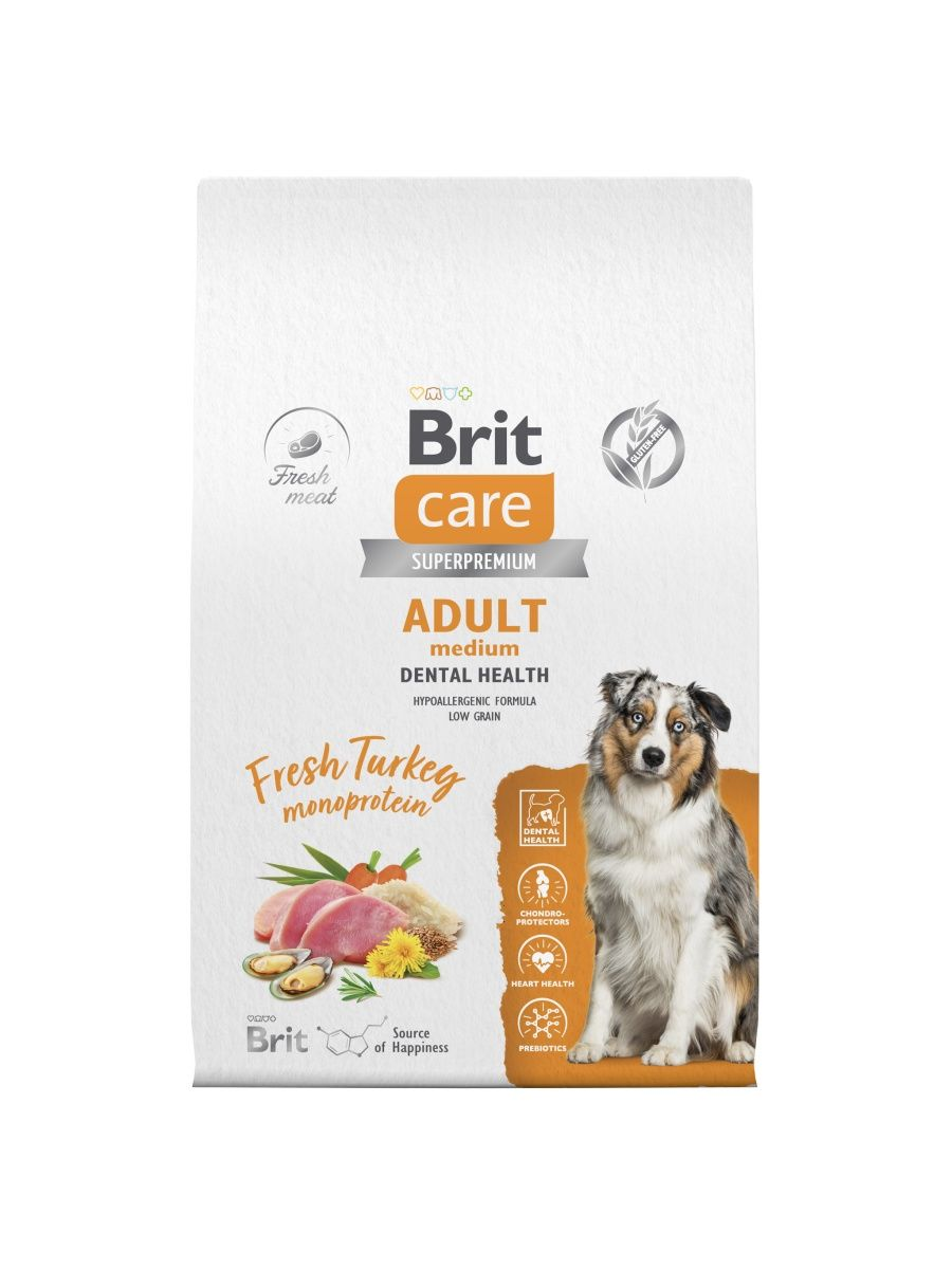 Мешок 12кг Брит Care Dog Adult M Dental Health д/собак сред.пород с индейкой 5066391 1 Мешок 12кг Брит Care Dog Adult M Dental Health д/собак сред.пород с индейкой 5066391 1