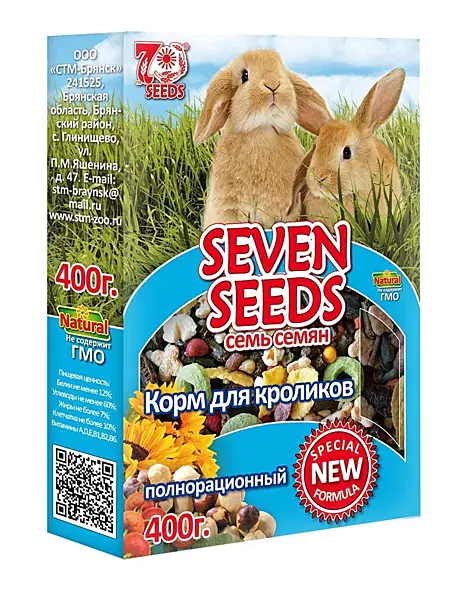 "SEVEN SEEDS" Корм д/кроликов полнорационный 400г*16 S210 0932 1 "SEVEN SEEDS" Корм д/кроликов полнорационный 400г*16 S210 0932 1