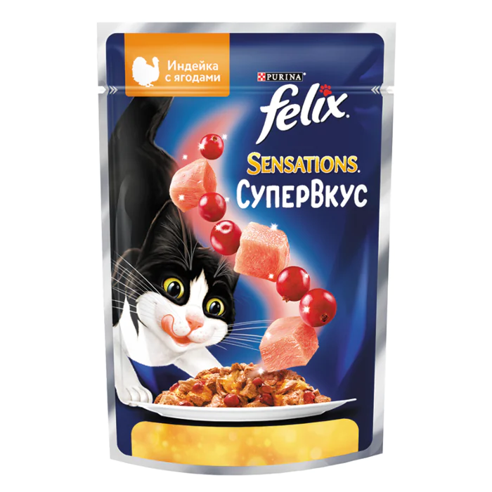 Пауч 75гр FELIX Sensations СуперВкус Инд Ягд 26шт/уп 3362 1 Пауч 75гр FELIX Sensations СуперВкус Инд Ягд 26шт/уп 3362 1