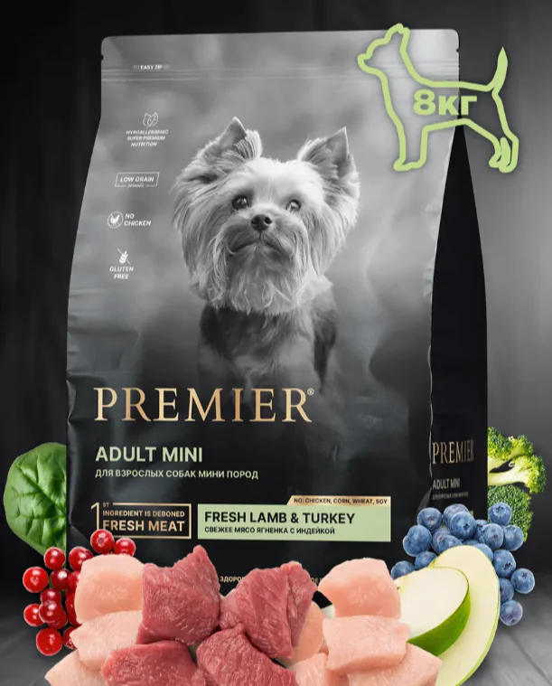 Мешок 8кг PREMIER д/вз.собак мини пород ягненок/индейка 2390 1 Мешок 8кг PREMIER д/вз.собак мини пород ягненок/индейка 2390 1