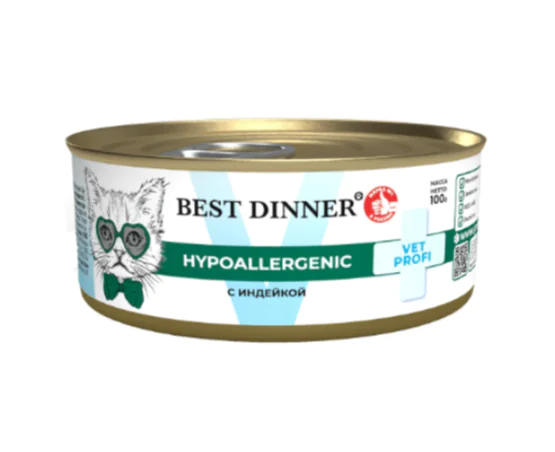Паштет 100гр Best Dinner Vet Profi Hypo для кошек при пищевой аллергии с индейкой 6746 1 Паштет 100гр Best Dinner Vet Profi Hypo для кошек при пищевой аллергии с индейкой 6746 1